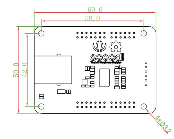 Mechanical Drawing - Seeed Studio MT3620 Ethernet Shield v1.0